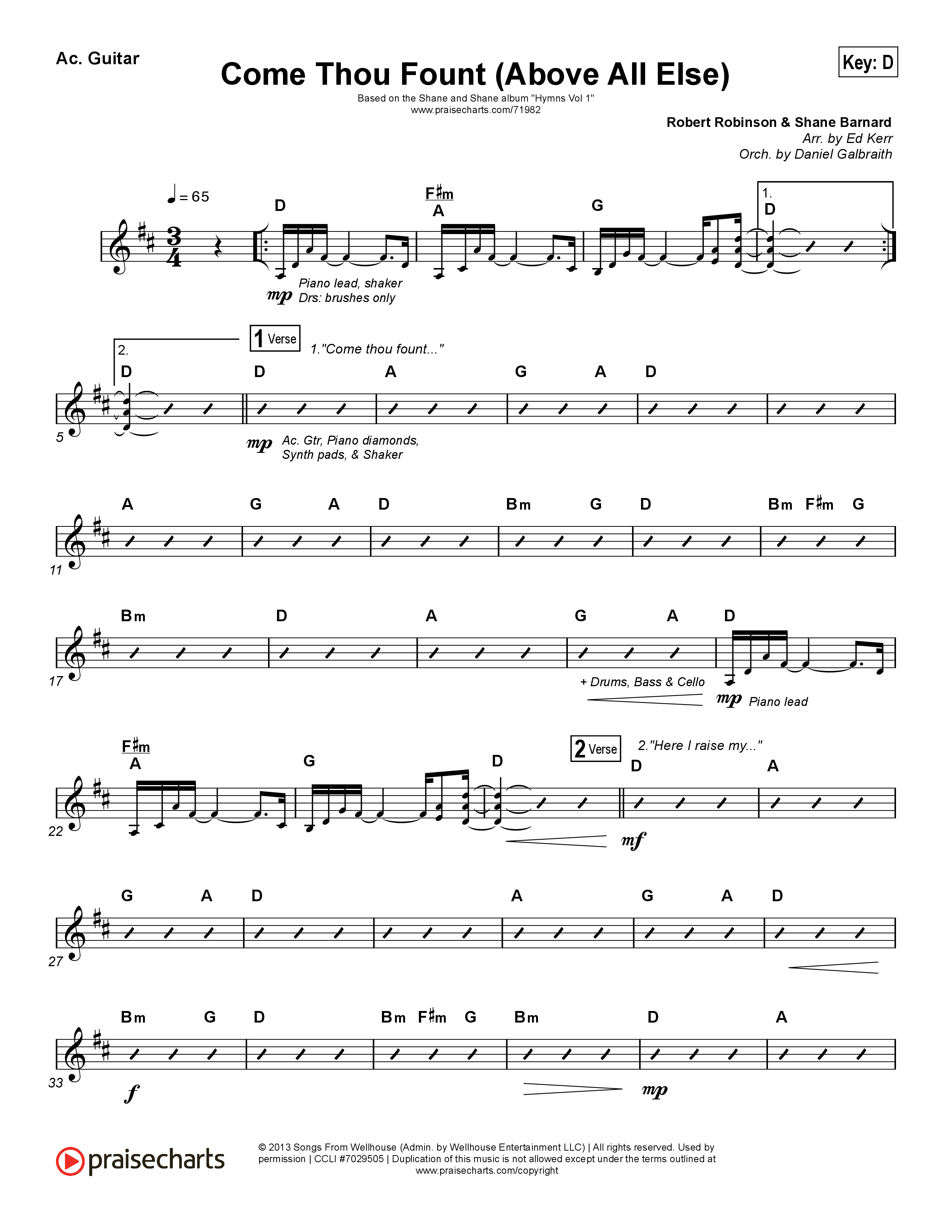 Come Thou Fount (Above All Else) Acoustic Guitar (Shane & Shane / The Worship Initiative)