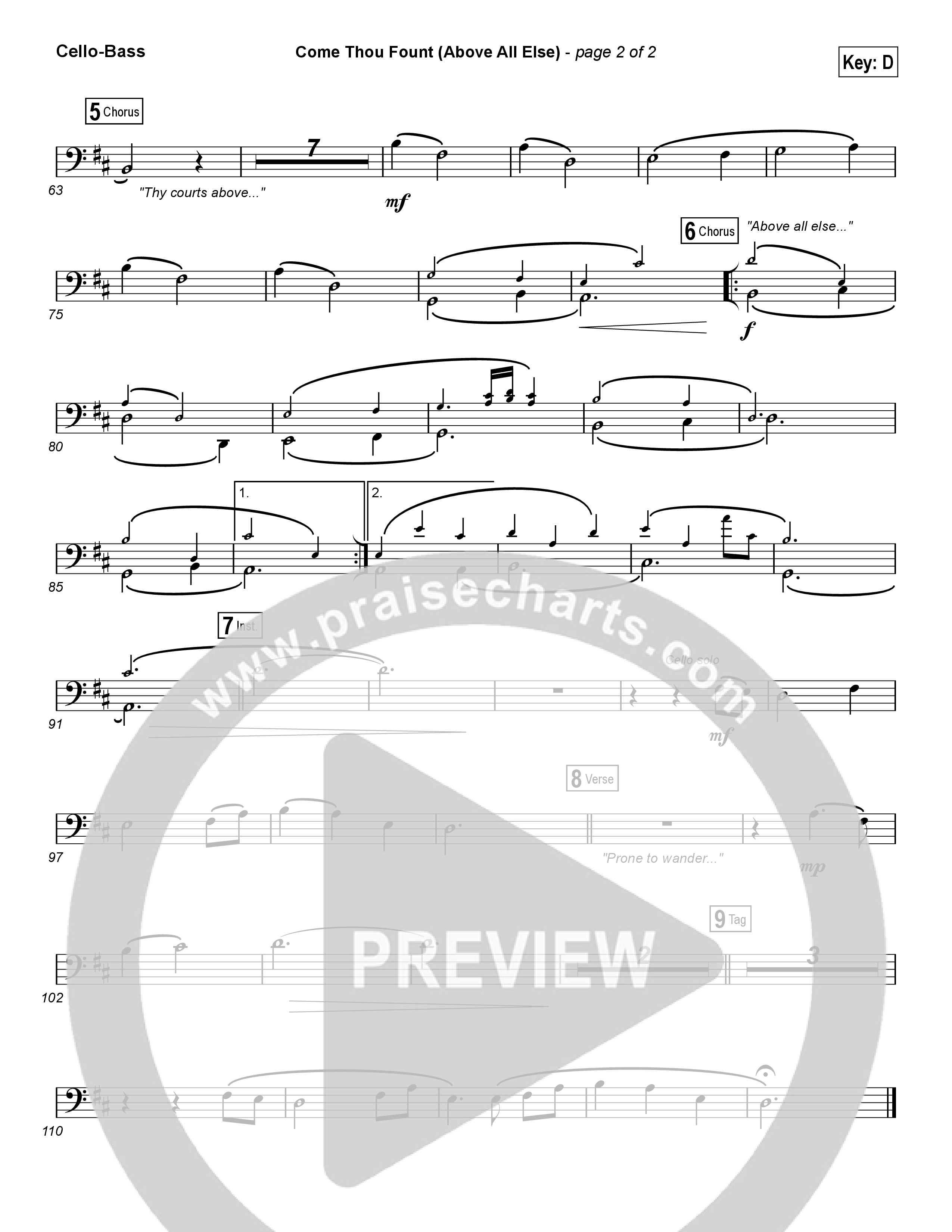 Come Thou Fount (Above All Else) Cello/Bass (Shane & Shane / The Worship Initiative)