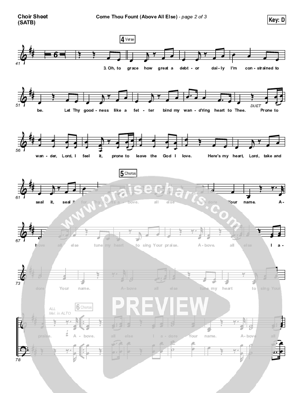 Come Thou Fount (Above All Else) Vocal Sheet (SATB) (Shane & Shane / The Worship Initiative)