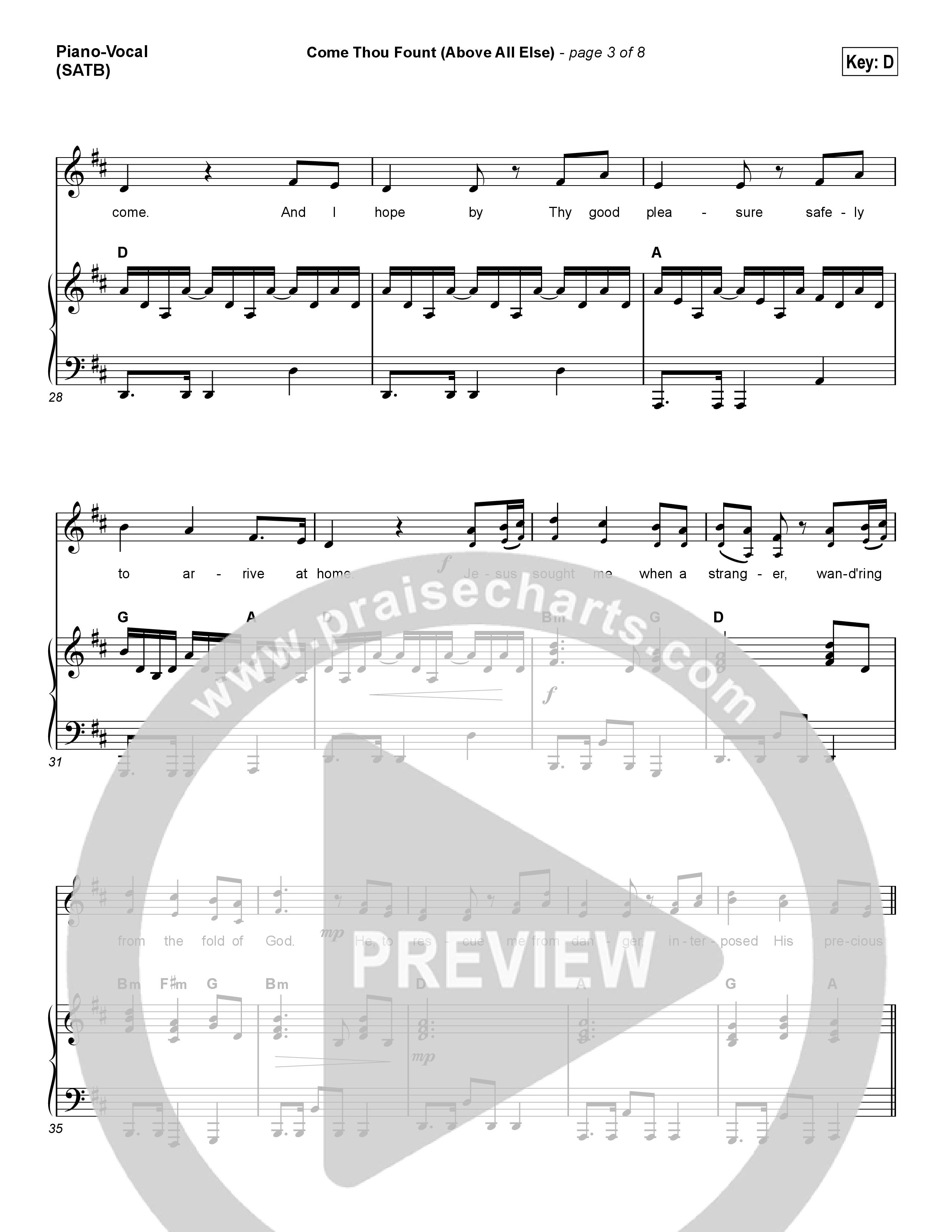 Come Thou Fount (Above All Else) Piano/Vocal (SATB) (Shane & Shane / The Worship Initiative)