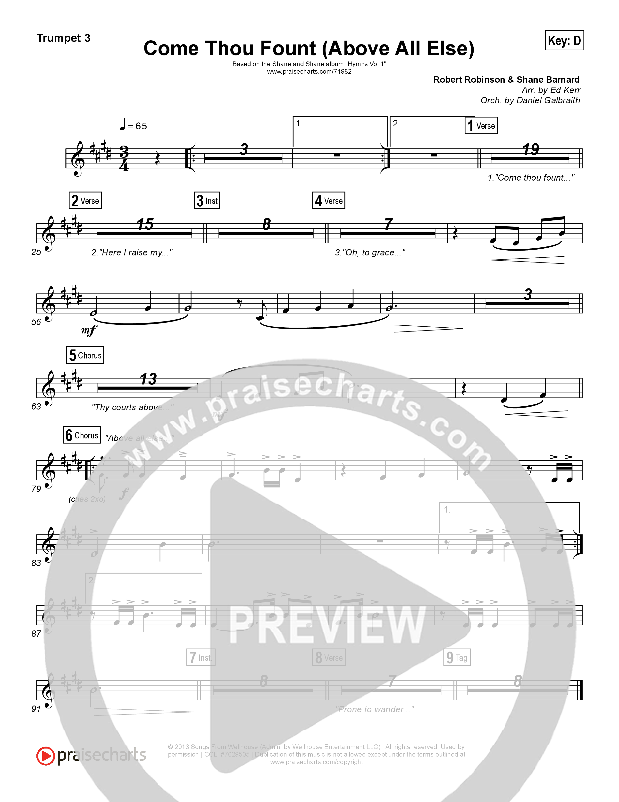 Come Thou Fount (Above All Else) Trumpet 3 (Shane & Shane / The Worship Initiative)