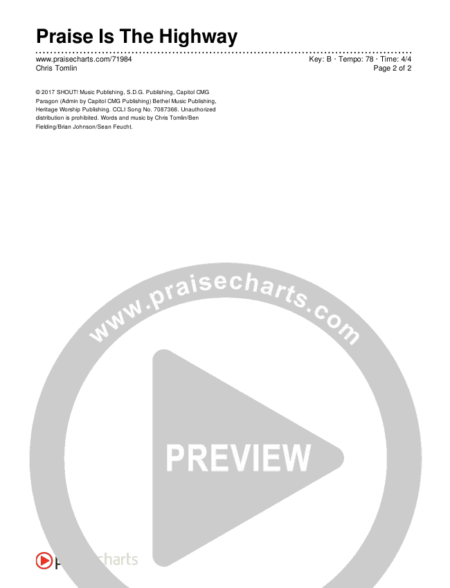 Praise Is The Highway Chords & Lyrics (Chris Tomlin)