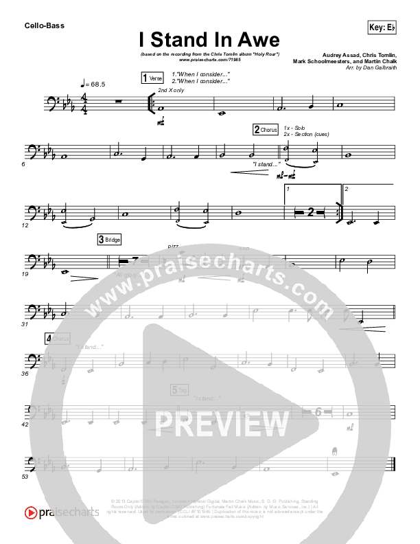 I Stand In Awe Cello/Bass (Chris Tomlin / Nicole Serrano)