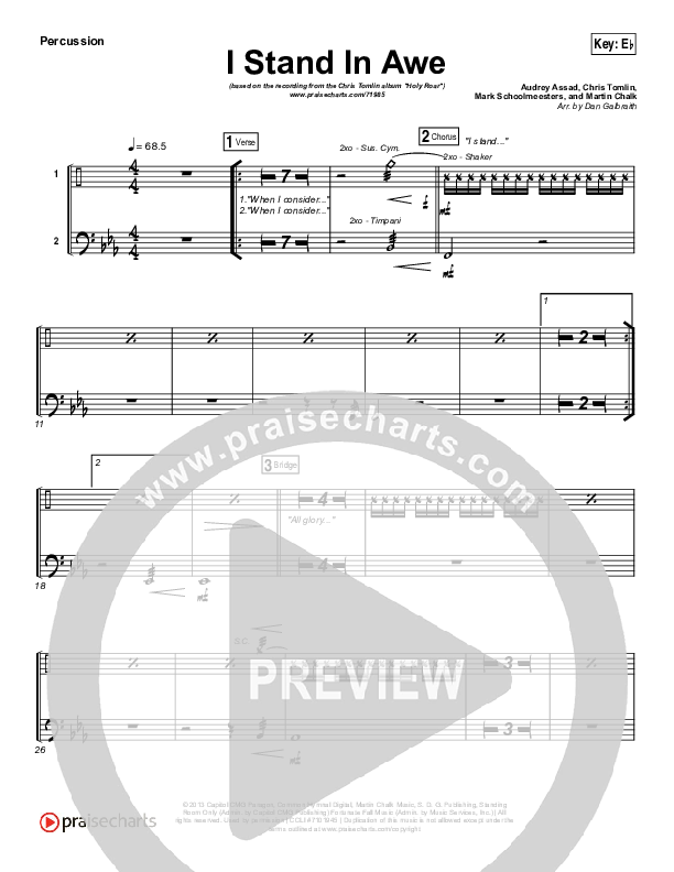 I Stand In Awe Percussion (Chris Tomlin / Nicole Serrano)