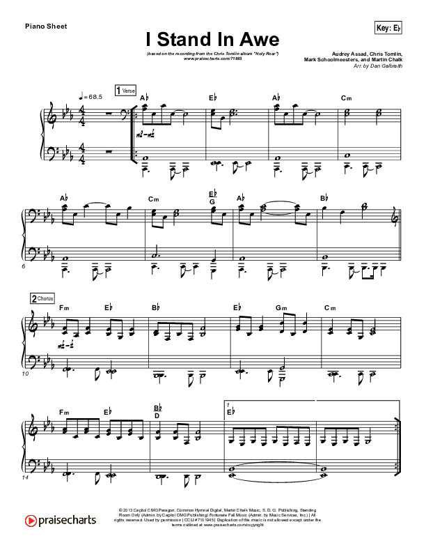 I Stand In Awe Piano Sheet (Chris Tomlin / Nicole Serrano)