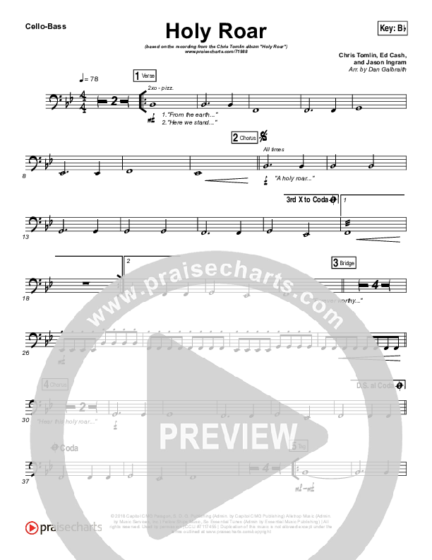 Holy Roar Cello/Bass (Chris Tomlin)
