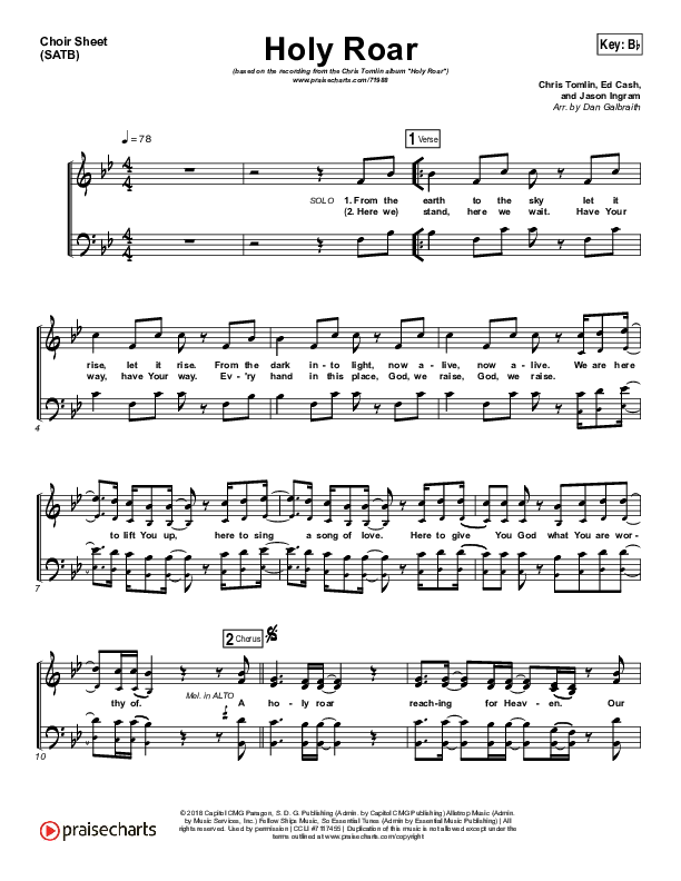 Holy Roar Choir Sheet (SATB) (Chris Tomlin)