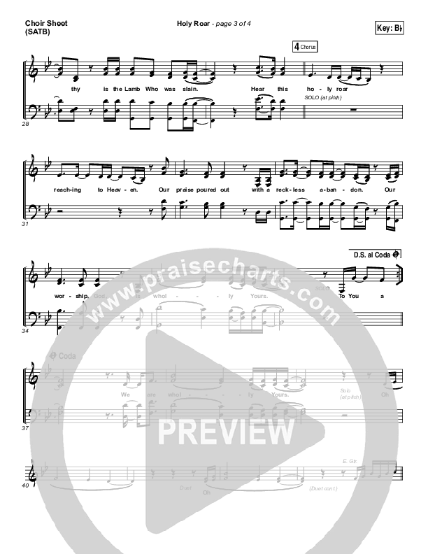 Holy Roar Choir Sheet (SATB) (Chris Tomlin)