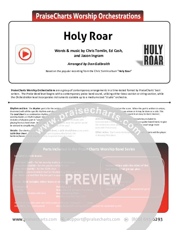 Holy Roar Cover Sheet (Chris Tomlin)