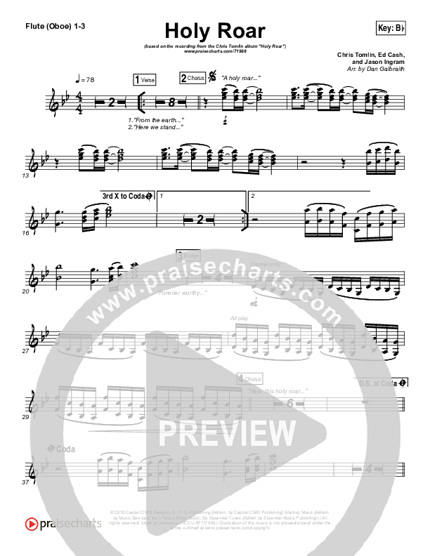 Holy Roar Flute/Oboe 1/2/3 (Chris Tomlin)