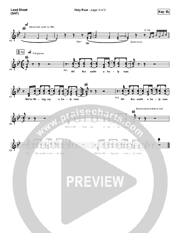 Holy Roar Lead Sheet (SAT) (Chris Tomlin)