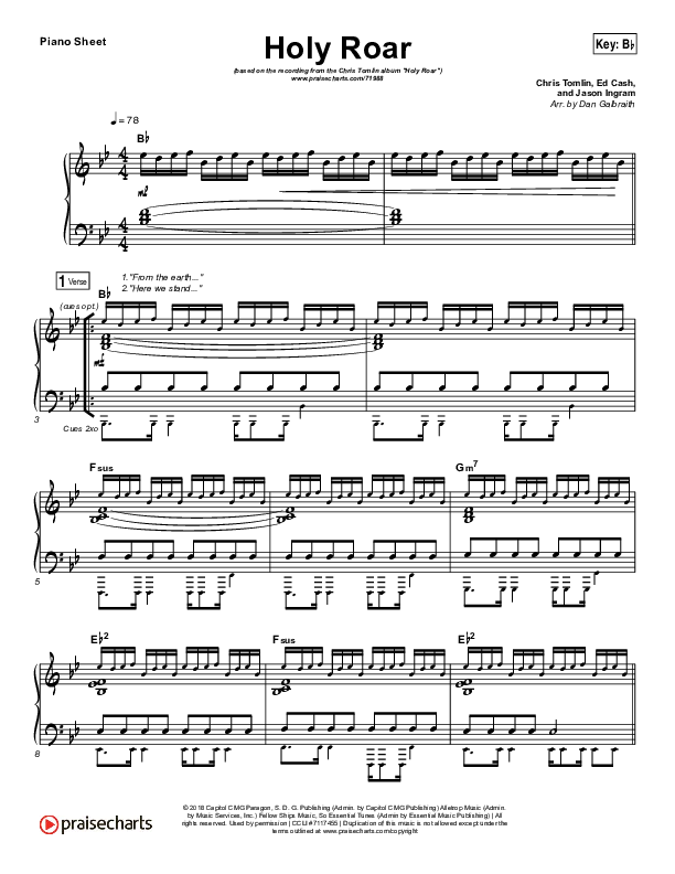 Holy Roar Piano Sheet (Chris Tomlin)