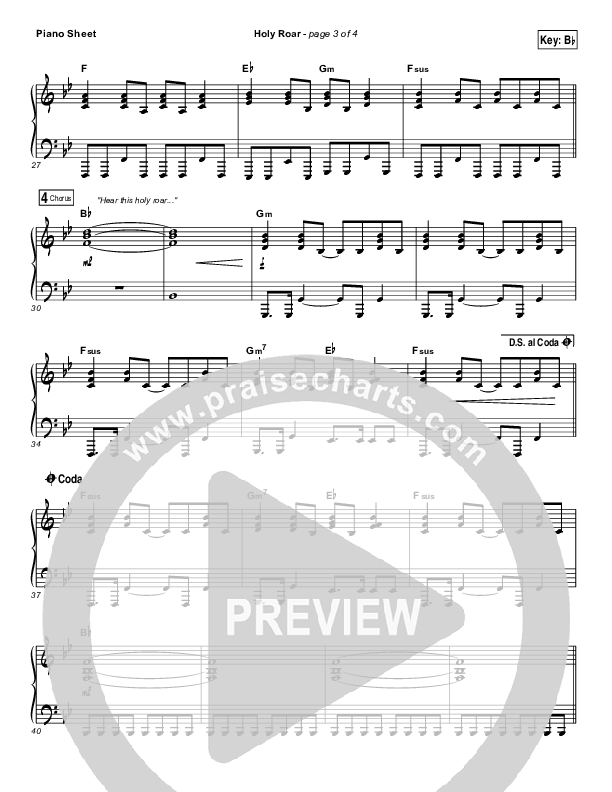 Holy Roar Piano Sheet (Chris Tomlin)