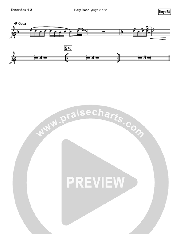 Holy Roar Tenor Sax 1/2 (Chris Tomlin)