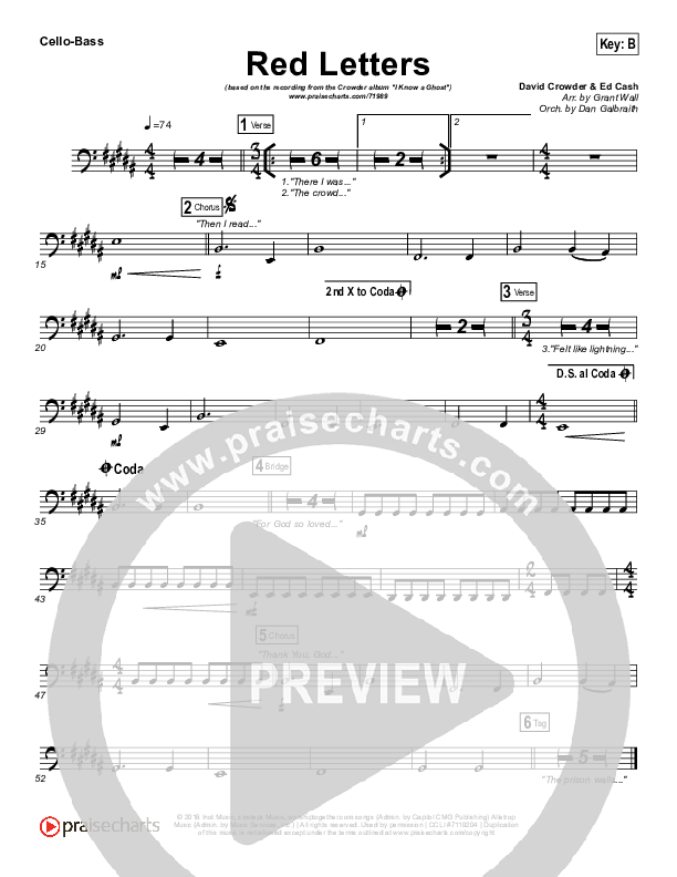 Red Letters Cello/Bass (Crowder)