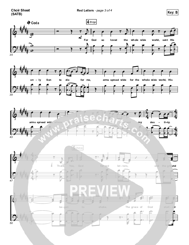 Red Letters Choir Sheet (SATB) (Crowder)