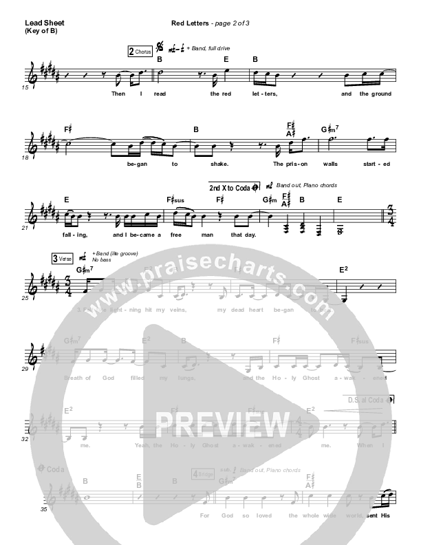 Red Letters Lead Sheet (Melody) (Crowder)