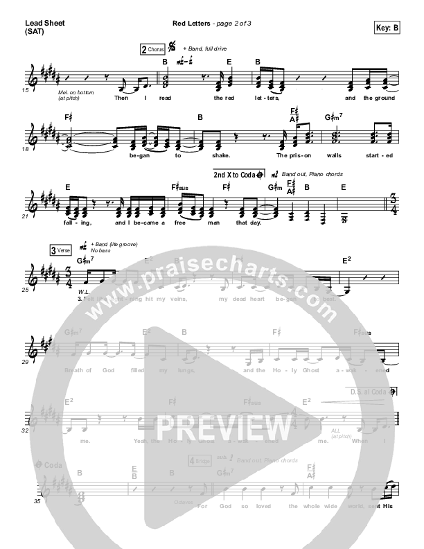 Red Letters Lead Sheet (SAT) (Crowder)