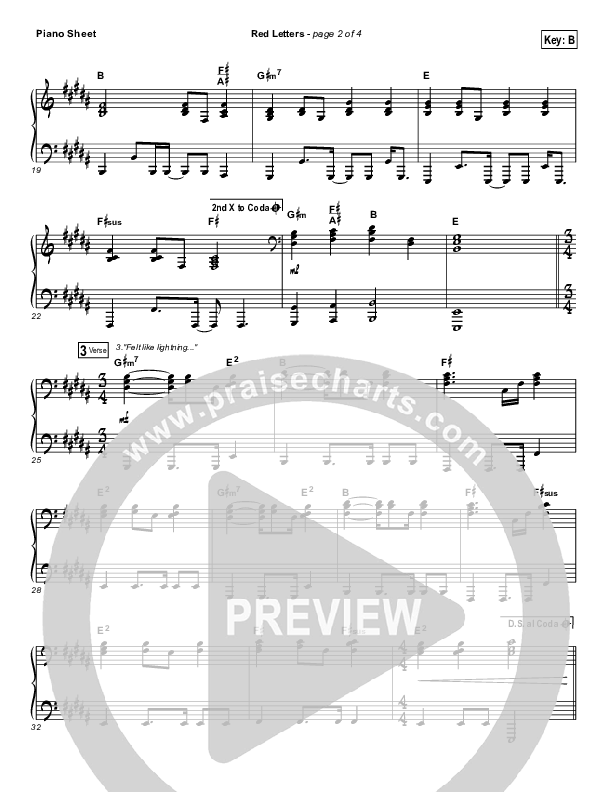 Red Letters Piano Sheet (Crowder)