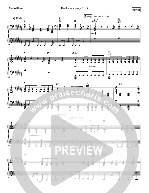 Red Letters Piano Sheet (Crowder)