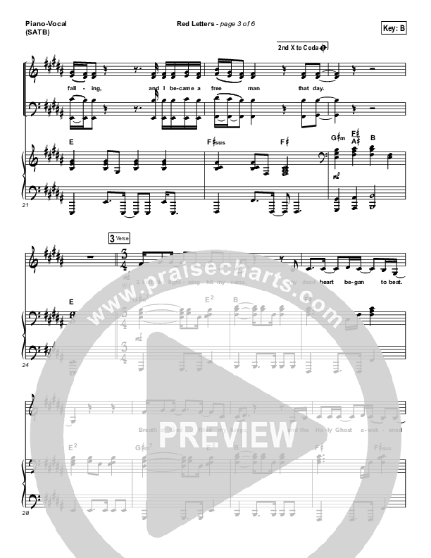 Red Letters Piano/Vocal (SATB) (Crowder)