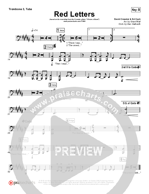 Red Letters Trombone 3/Tuba (Crowder)