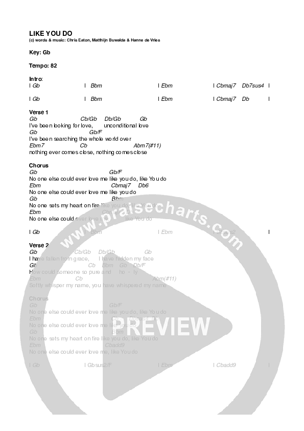 Like You Do Chords & Lyrics (Hanne De Vries)