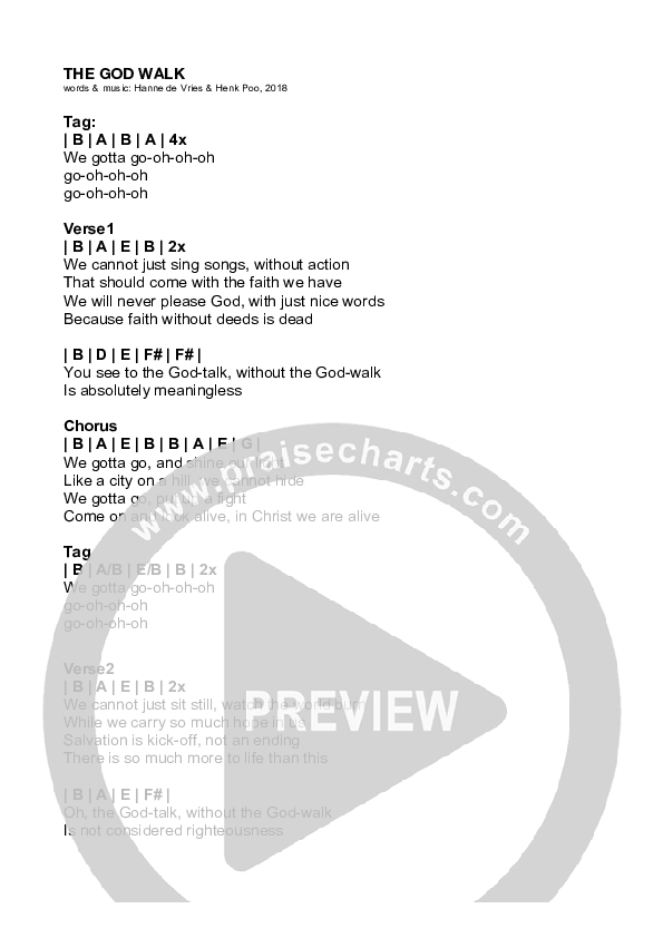 The God Walk Chords & Lyrics (Hanne De Vries)