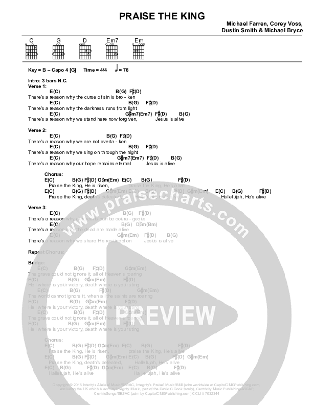 Praise The King Chords & Lyrics (Michael Farren)