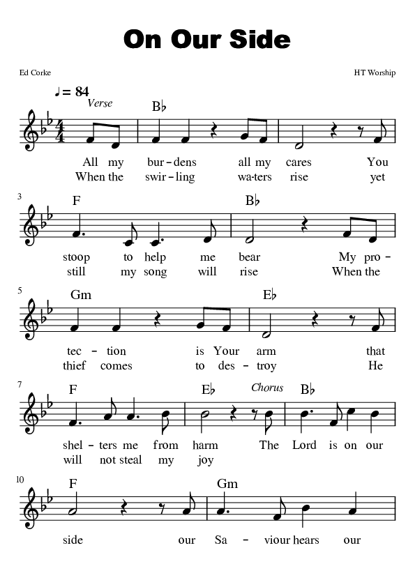 On Our Side Lead Sheet (HT Worship)
