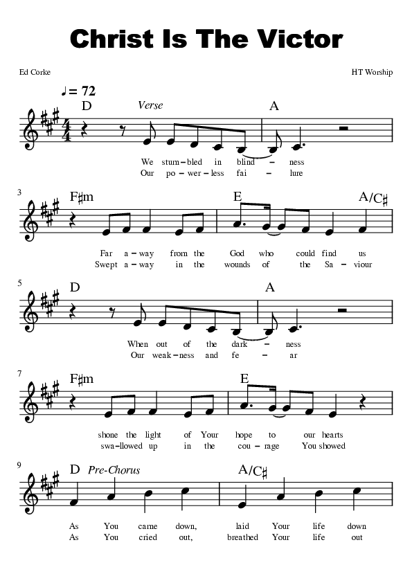 Christ Is The Victor Lead Sheet (HT Worship)
