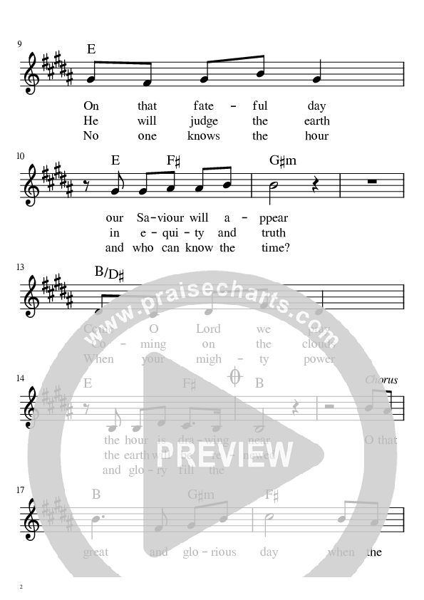 Day Of The Lord Lead Sheet (HT Worship)