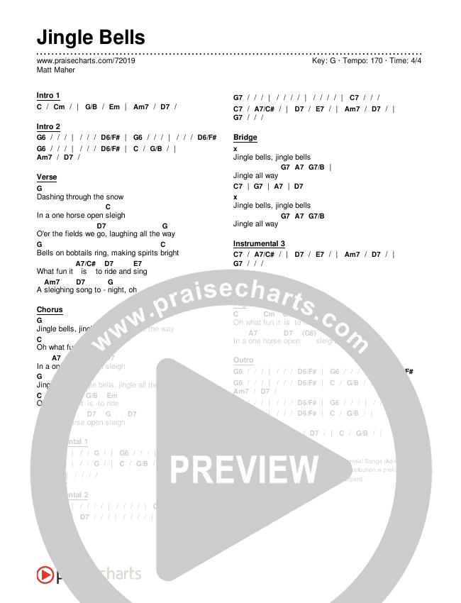 Chord Chart For Jingle Bells
