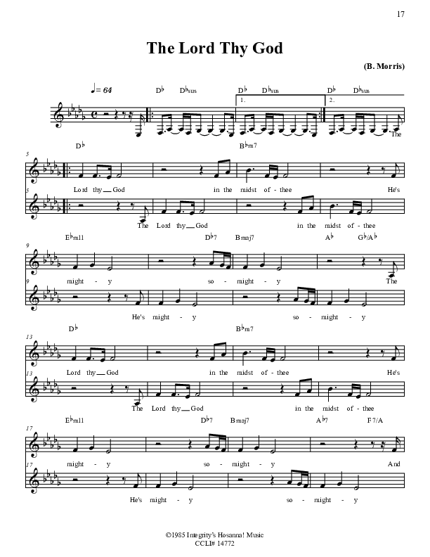 The Lord Thy God Lead Sheet (BJ Putnam)