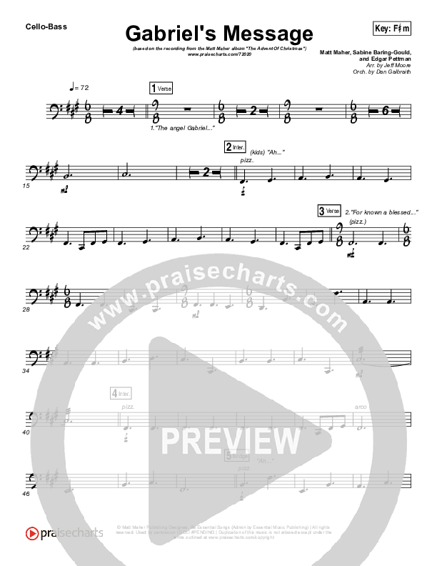 Gabriel's Message Cello/Bass (Matt Maher)