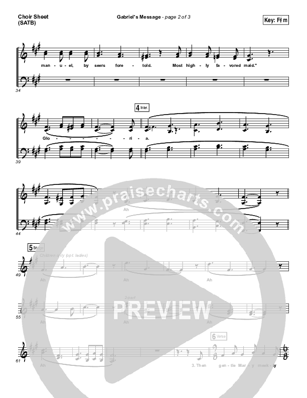 Gabriel's Message Choir Sheet (SATB) (Matt Maher)