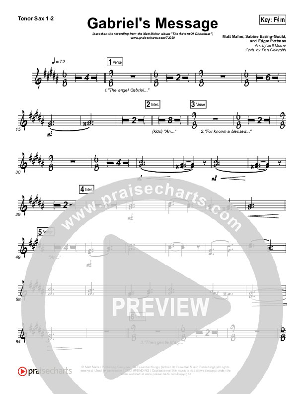 Gabriel's Message Tenor Sax 1/2 (Matt Maher)