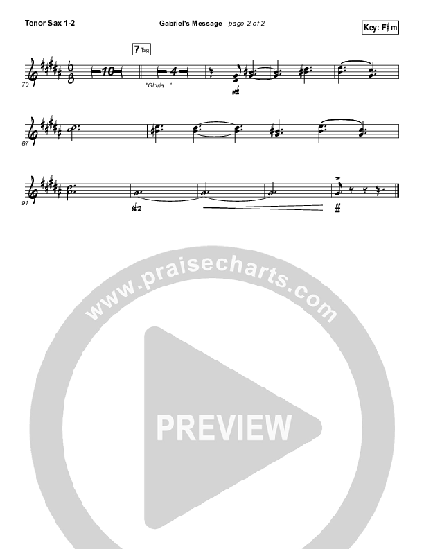 Gabriel's Message Tenor Sax 1/2 (Matt Maher)