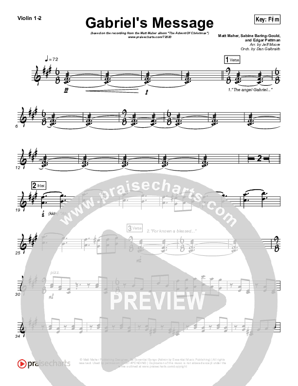Gabriel's Message Violin 1/2 (Matt Maher)