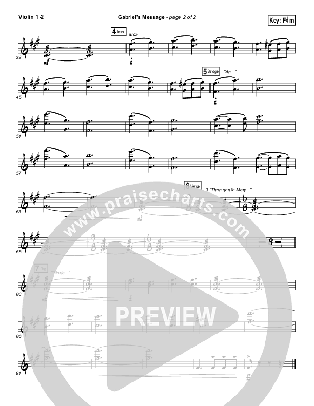 Gabriel's Message Violin 1/2 (Matt Maher)