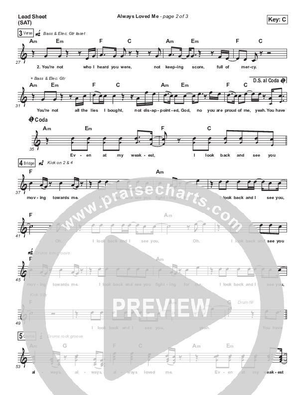 Always Loved Me Lead Sheet (SAT) (Iron Bell Music)