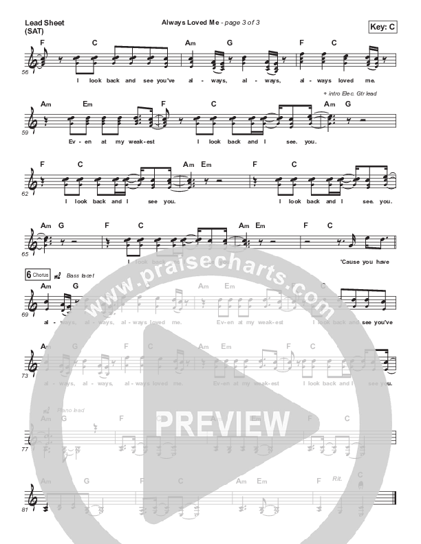 Always Loved Me Lead Sheet (SAT) (Iron Bell Music)