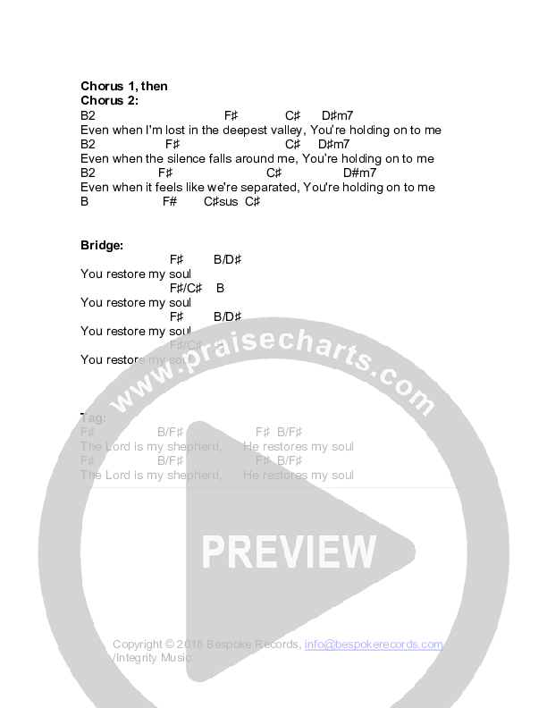 You Restore My Soul Chord Chart (Tom Read / Lauren Harris)