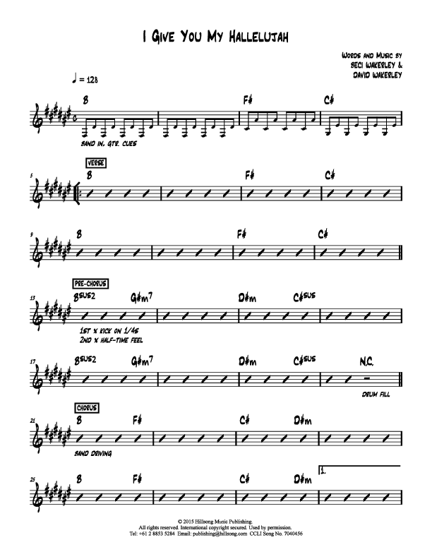 I Give You My Hallelujah Rhythm Chart (Hillsong Kids)