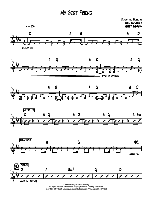 My Best Friend Rhythm Chart (Hillsong Kids)