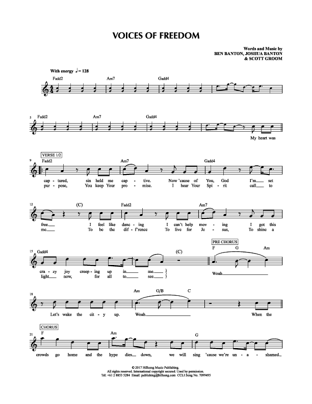 Voices Of Freedom Lead Sheet (Hillsong Kids)