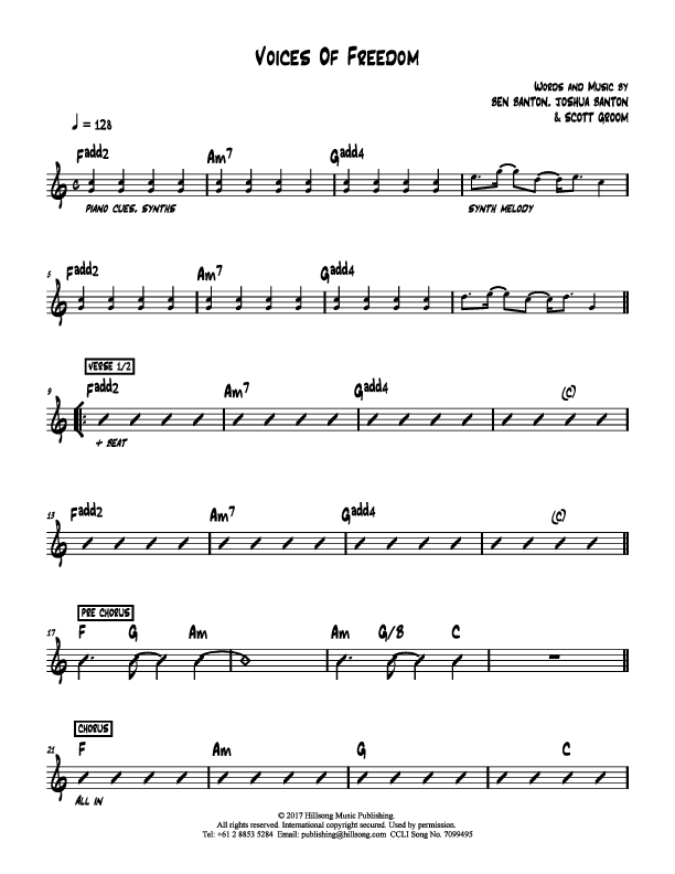 Voices Of Freedom Rhythm Chart (Hillsong Kids)