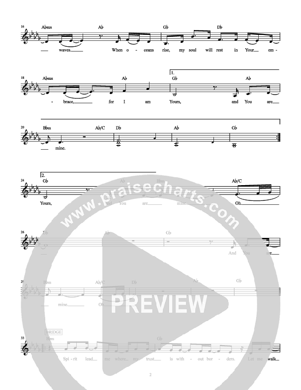 Oceans (Where Feet May Fail) Lead Sheet (Hillsong Kids)