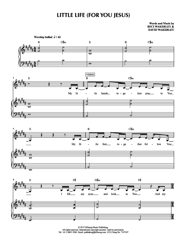 Little Life (For You Jesus) Piano/Vocal (Hillsong Kids)