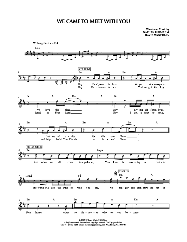 We Came to Meet With You Lead Sheet (Hillsong Kids)